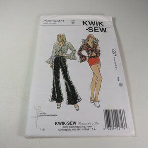 Kwik Sew 2271 Sewing Pattern UNCUT 60s Bellbottoms & Bell Sleeves Blouse